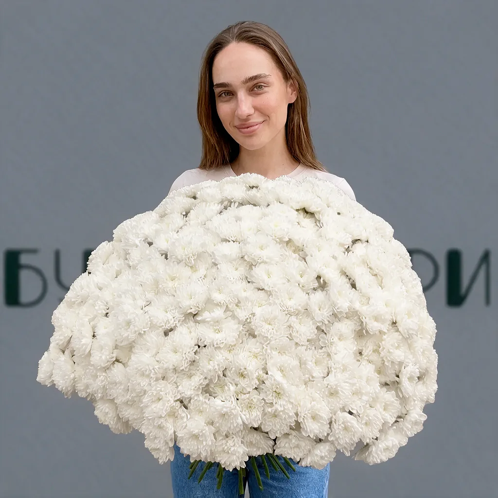 75 белых хризантем — купить в Кирове, Букетберри
