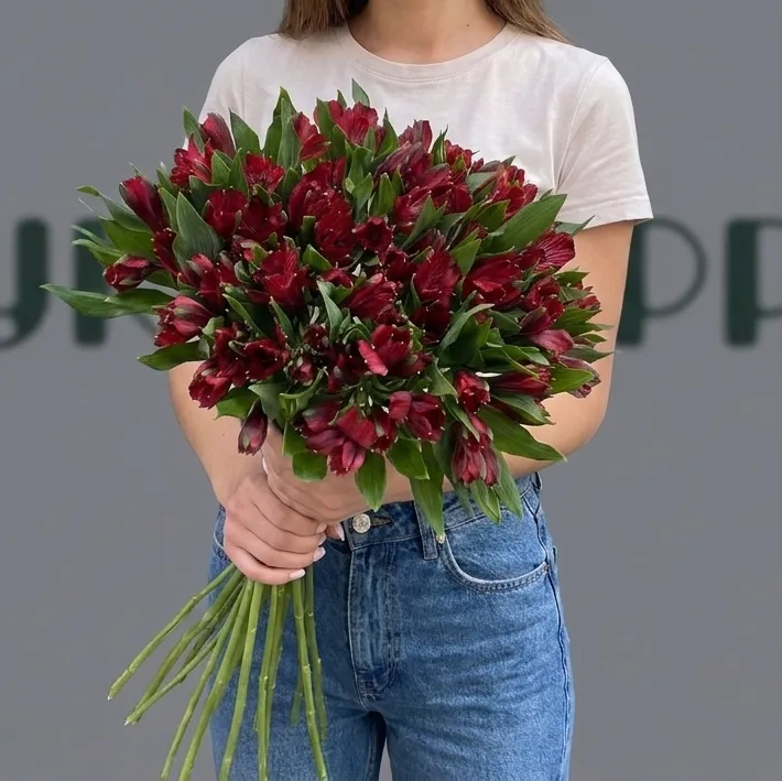 Букет из 15 красных Альстромерий на Ленте — купить в Кирове, Букетберри